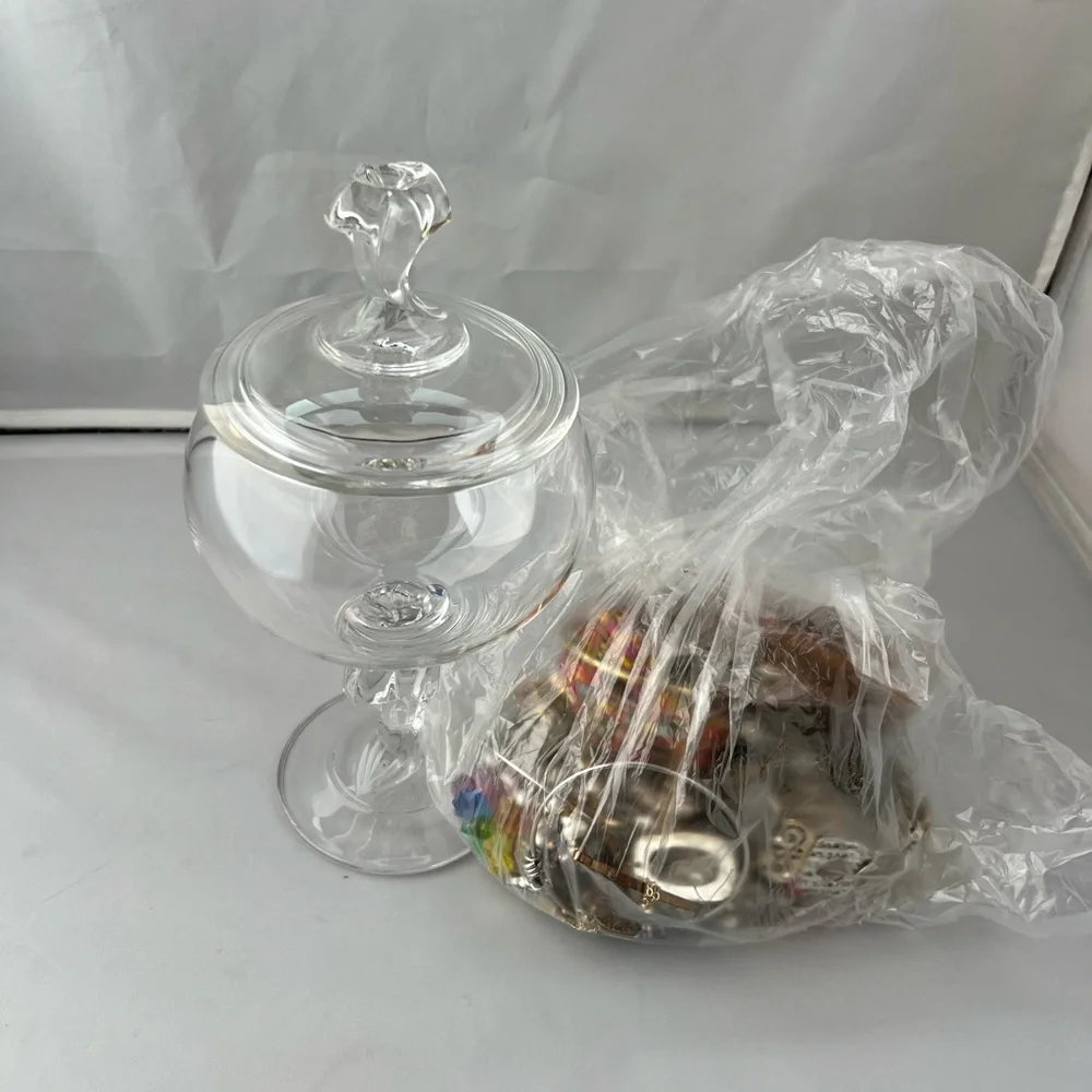 Mystery Jewelry in Elegant Clear Glass Candy Jar with Lid - Picture 4 of 4